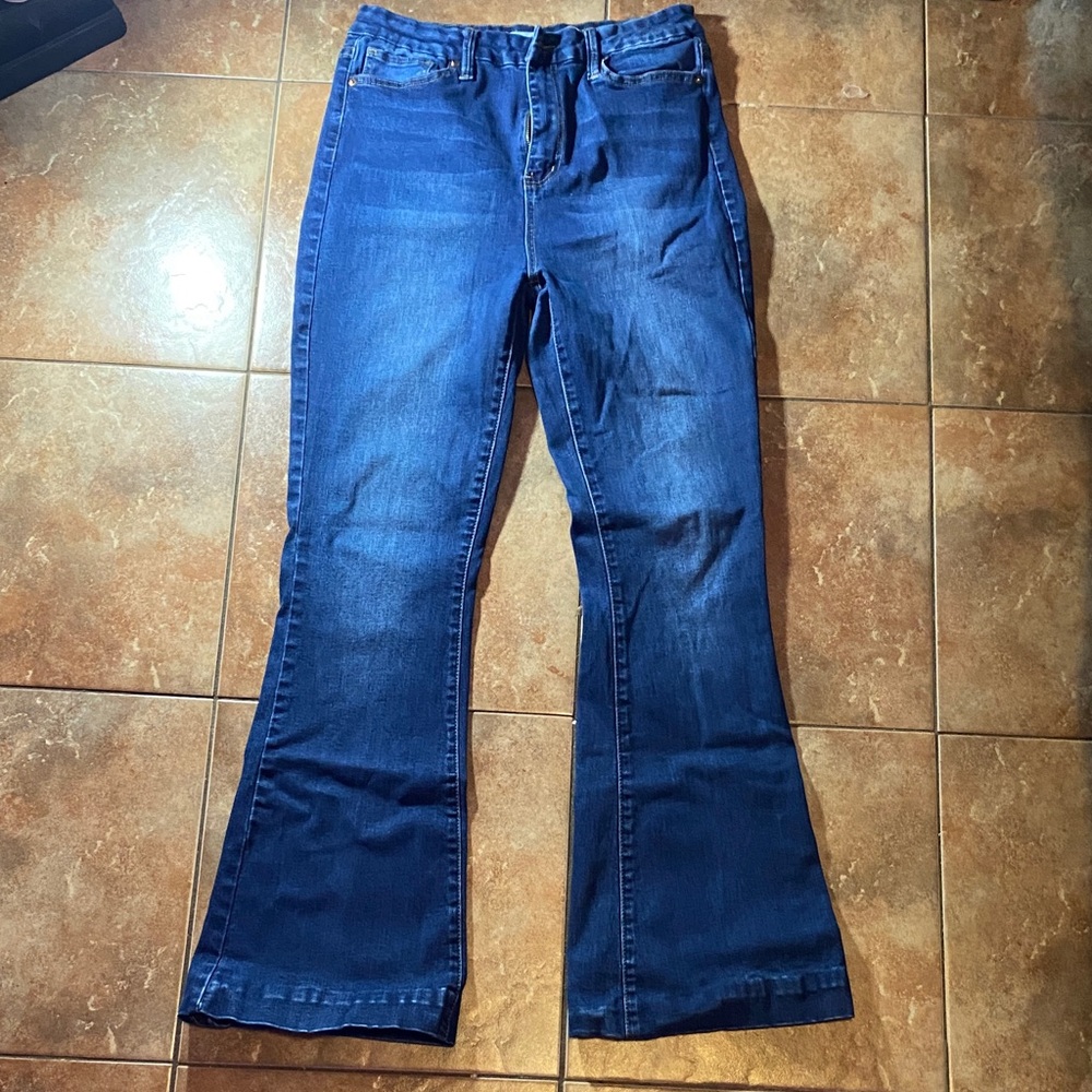 YMI Blue Flare Wide Leg Jeans with Vintage Appeal